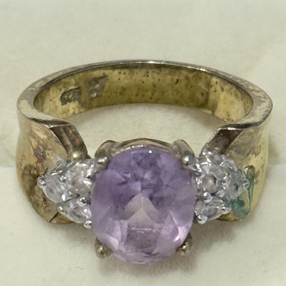 Amethyst Cocktail Ring gold plated over silver  6